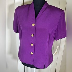 VINTAGE NWT Maggy London petites Purple Blazer with Gold Buttons